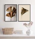 Ver imagem 1 de Kit 2 Quadros Flores Modernas Marrom e Dourado 24x18cm:madeira Branca