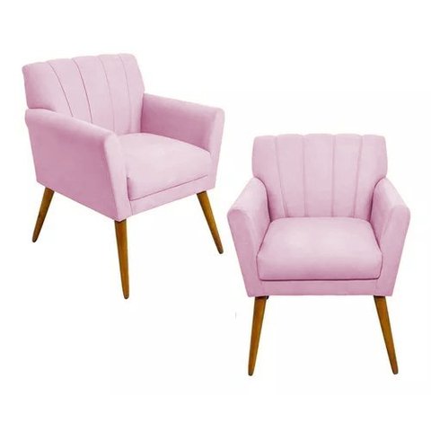 Kit 2 Poltronas Decorativa Cecília - Rosa - Topazio