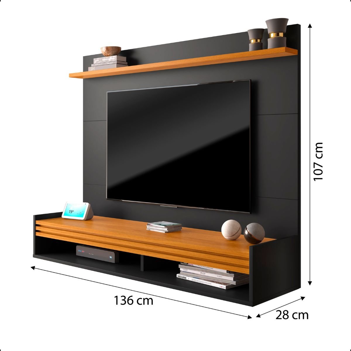 Painel para Tv até 55 Polegadas Ripado Brasil 136cm:preto - 5