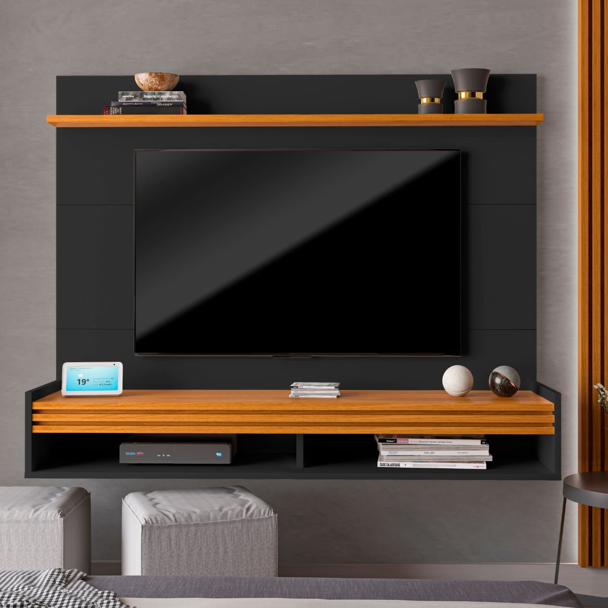 Painel para Tv até 55 Polegadas Ripado Brasil 136cm:preto - 4