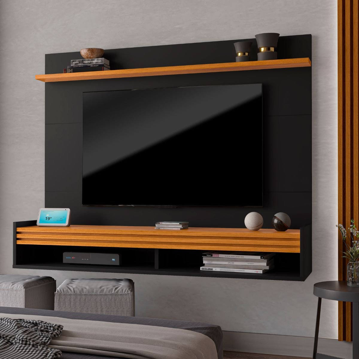 Painel para Tv até 55 Polegadas Ripado Brasil 136cm:preto - 2