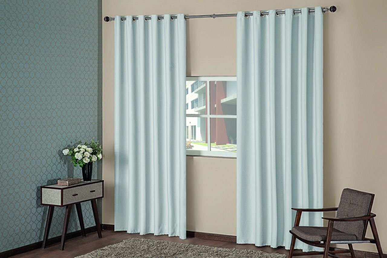 Cortina para Sala ou Quarto 2,00m X 1,70m Blackout Tecido - Gelo - 3
