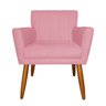 Poltrona Decorativa Sala Cadeira Estofada C/ Pé Palito Suede:rosa - 2