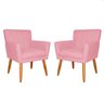 Poltrona Decorativa Sala Cadeira Estofada C/ Pé Palito Suede:rosa - 1
