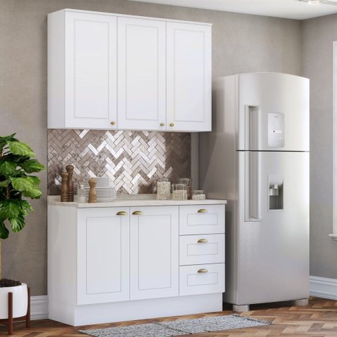 Cozinha Modulada 2 Peças 5 Portas 3 Gavetas com Tampo Henn Americana
