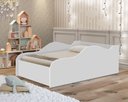 Ver imagem 1 de Cama Carro de Solteiro Branca de Mdf com Proteção Lateral para Quarto