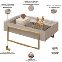 Ver imagem 3 de Mesa de Centro Espelhada para Sala de Estar Pés Industrial Malika D05 Bali - Lyam Decor