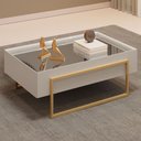 Ver imagem 1 de Mesa de Centro Espelhada para Sala de Estar Pés Industrial Malika D05 Bali - Lyam Decor