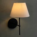 Ver imagem 2 de Kit 2 Arandelas de Parede Clássico Alumínio com Cúpula Tecido Algodão Ref 19