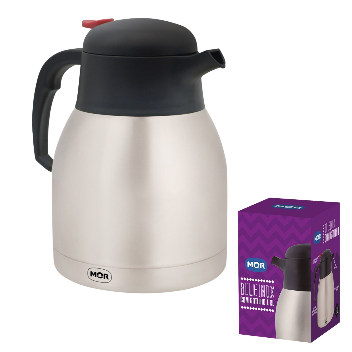 Bule Inox com Gatilho 1,2l Café Chá Água Tererê