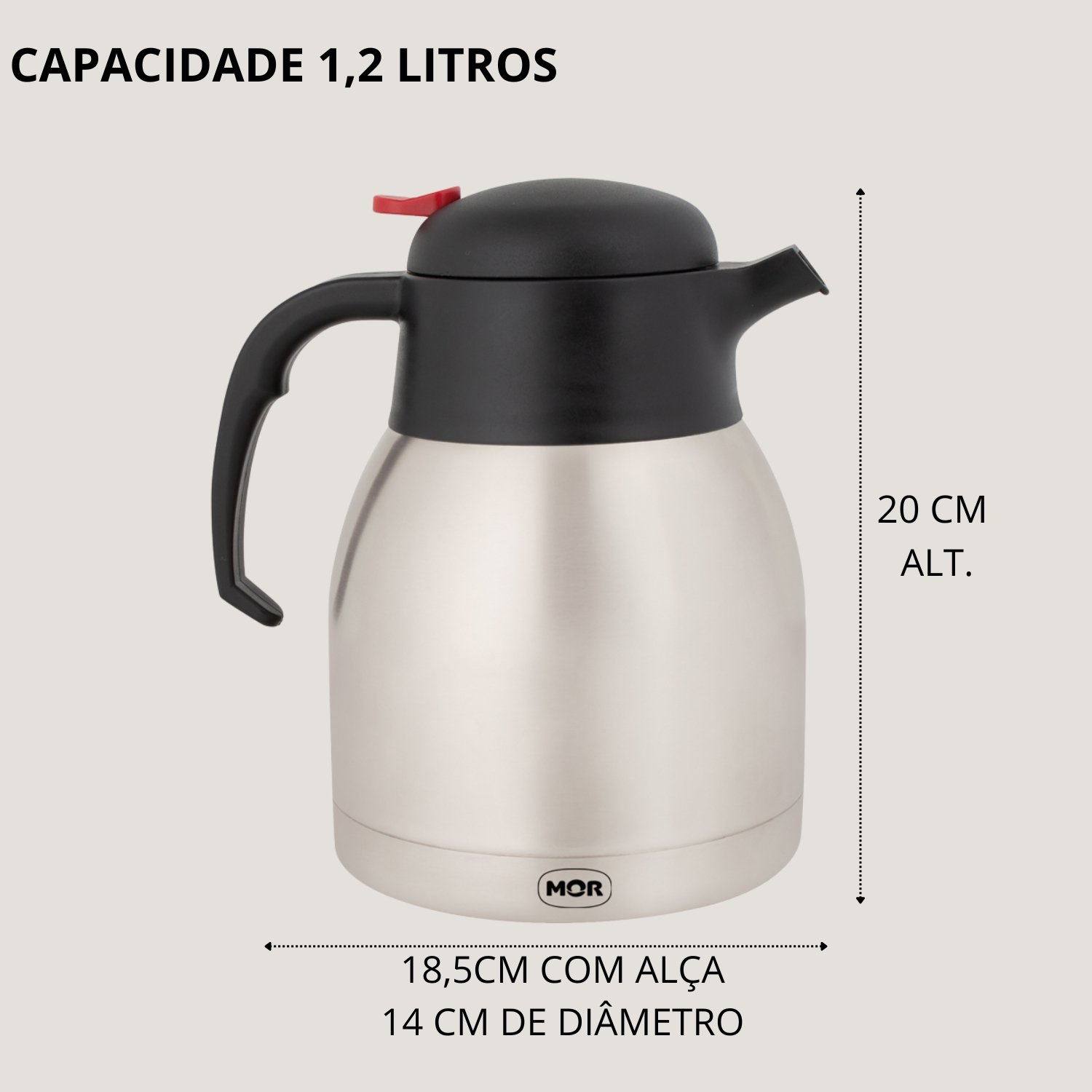 Bule Inox com Gatilho 1,2l Café Chá Água Tererê - 2