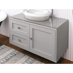 Gabinete Provençal 80 C/ Cuba e Espelheira Cinza Mat.: Cinza / Cromado - 5