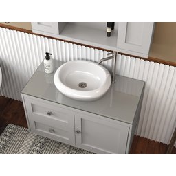Gabinete Provençal 80 C/ Cuba e Espelheira Cinza Mat.: Cinza / Cromado - 6