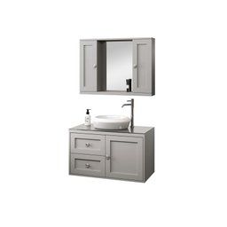 Gabinete Provençal 80 C/ Cuba e Espelheira Cinza Mat.: Cinza / Cromado - 2