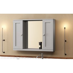 Gabinete Provençal 80 C/ Cuba e Espelheira Cinza Mat.: Cinza / Cromado - 3