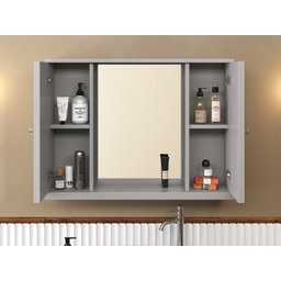 Gabinete Provençal 80 C/ Cuba e Espelheira Cinza Mat.: Cinza / Cromado - 4