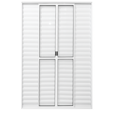 Porta Balcão de Aluminio Branco 6 Folhas com Trinco 2,10x2,00
