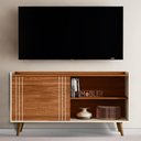 Ver imagem 2 de Rack Bancada Austin 135,7cm Cinamomo Mel/pérola Metalizado para Tv até 50” - Mobler