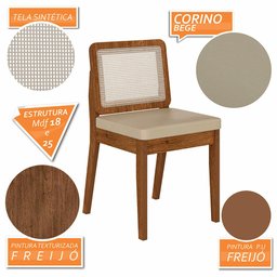 Kit 4 Cadeiras Sextavada Sydney Freijó/corino Bege - M. Arapongas Freijó/corino Bege - 4