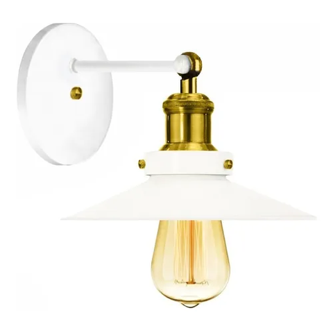 Arandela Prato Poptem Nordic Branco E Dourado Alumínio 20,5 Cm