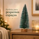 Ver imagem 6 de Mini Árvore de Natal Nevada 25cm com Base de Madeira
