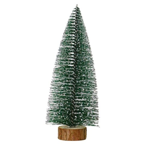 Mini Árvore de Natal Nevada 25cm com Base de Madeira