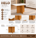 Ver imagem 4 de Mesa Jantar Helo 120x90 Cm Freijo/off White -tampo Vidro