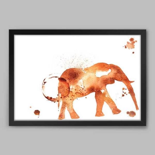 Quadro Cozinha Elefante Marcas - 20x30cm - Moldura Padrão Preto - 1