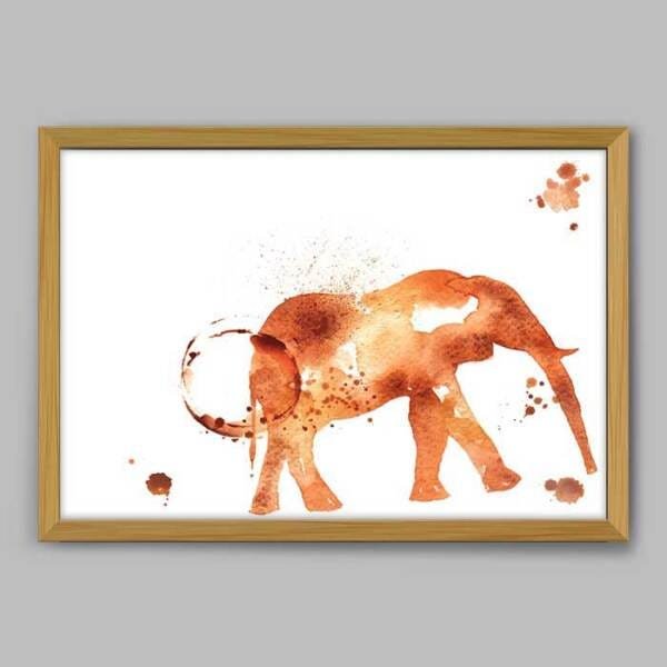 Quadro Cozinha Elefante Marcas - 45x30cm - Moldura Caixa Madeira - 1