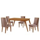 Ver imagem 2 de Conjunto de Mesa 120cm com 4 Cadeiras Estofadas Cleo Marrom Linho Capuccino / Tork / Naturalle