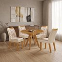 Ver imagem 1 de Conjunto Sala de Jantar Mesa Liz Redonda Tampo Amadeirado 4 Cadeiras Veneza New Cinamomo Yescasa