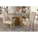 Ver imagem 1 de Conjunto: Mesa de Cozinha Lótus Tampo Madeirado C/ Vidro 105x105cm e 4 Cadeiras 2cad131 Freijo/