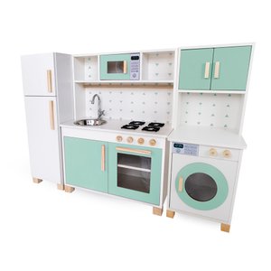Kit Cozinha Infantil com Geladeira e Máquina de Lavar Eita Casa Perfeita Verde Claro