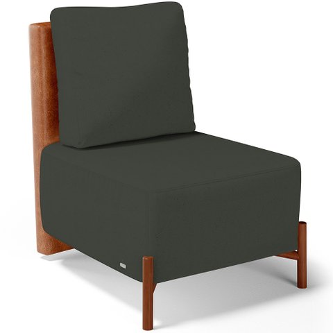 Poltrona Decorativa Sala de Estar Living Hungria L02 Couríssimo Camel Linho Verde Musgo - Lyam Lyam 