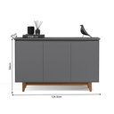 Ver imagem 6 de Buffet Aparador para Sala de Jantar 3 Portas Base em Madeira Maciça Flow - Cinza