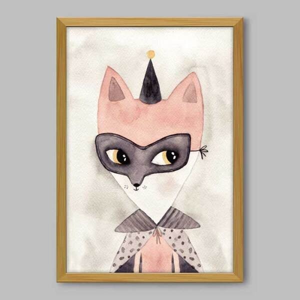 Quadro Animal Gato de Máscara - 90x60cm - Moldura Caixa Madeira - 1