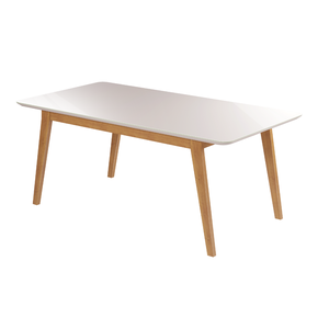 Mesa de Jantar 1,60 por 0,80 com Vidro Canto Copo Cinamomo e Off