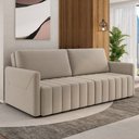 Ver imagem 2 de Sofá Cama Retrátil para Sala de Estar 220cm Porthos M03 Suede Bege - Lyam Decor