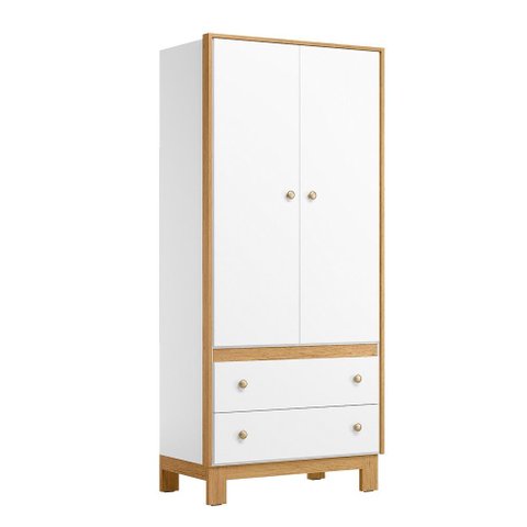 Quarto de Bebê com Berço Slim e Guarda Roupa Flora Branco Acetinado Qmovi + Colchão Ortobom