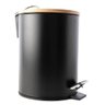 Lixeira 5L Preta Pedal tampa em bambu wincy - 1