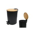 Ver imagem 2 de Lixeira 5L Preta Pedal tampa em bambu wincy