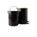 Ver imagem 3 de Lixeira 5L Preta Pedal tampa em bambu wincy