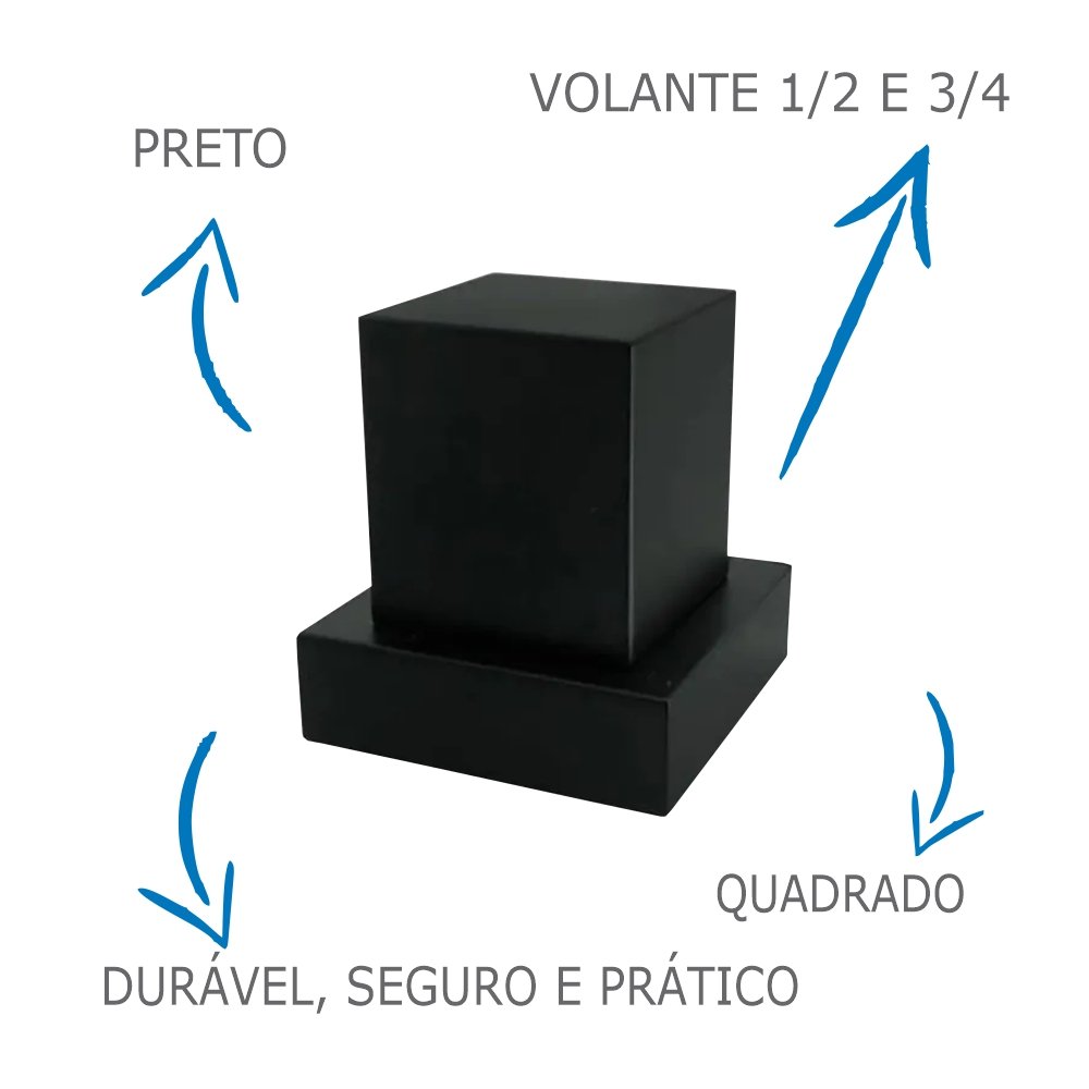 Kit Com 12 Acabamento Quadrado Registro 1/2 e 3/4 Volante C-80 Metal Preto Padrão Deca - 3