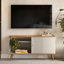 Ver imagem 4 de Rack para Sala de Estar Tv 50 Pol 120cm Pés Palito Odem L05 Nature Off White - Lyam Decor