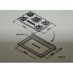 Balcão para Cooktop 1,05m 5 Bocas 1 Nicho com 1 Porta e Gaveta Turim - 9