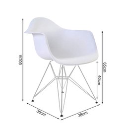 Poltrona Eames Eiffel Branca com Braço Daw Ferro Branco - 3