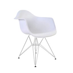 Poltrona Eames Eiffel Branca com Braço Daw Ferro Branco - 1