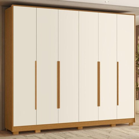 Guarda Roupa Casal 270cm 6 Portas Meraki Cinamomo/Off a02 - Mpozenato