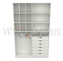 Ver imagem 3 de Armário Colmeia Samara M3 100% Mdf Closet Gaveta Loja - Branco