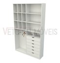 Ver imagem 4 de Armário Colmeia Samara M3 100% Mdf Closet Gaveta Loja - Branco